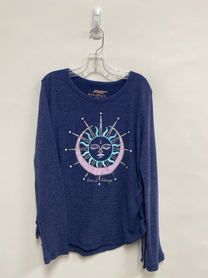 Justice SIZE 16/18 Navy Moon/Stars Long Sleeve Girl&