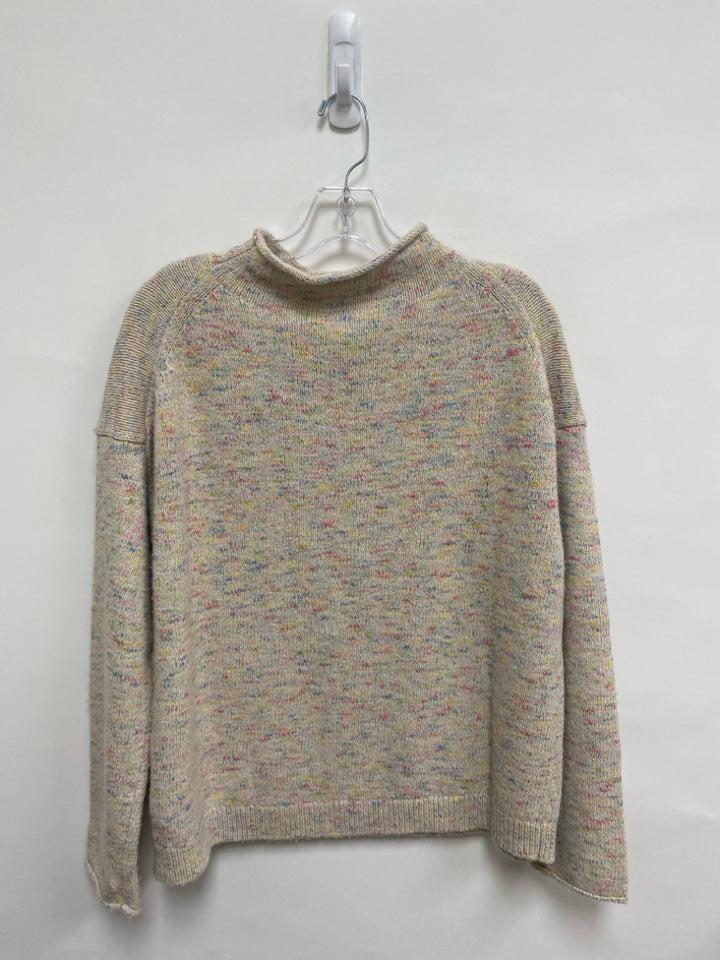 White + Warren Size M Cream Multi Color Speckles Mock Neck Ladies Sweater Vest