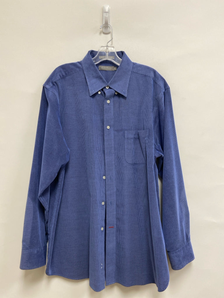 Cremieux Size XL Blue Ribbed Button Up Men&