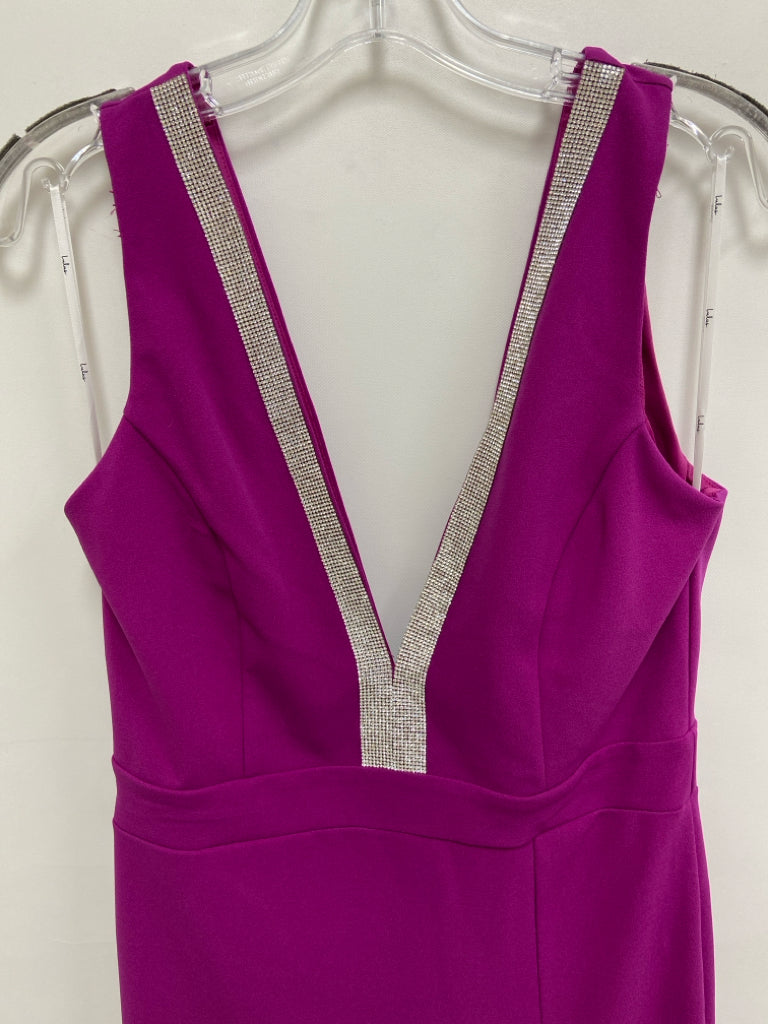 NWT LuLus Size L Magenta Rhinestone Maxi Ladies Formal Dress