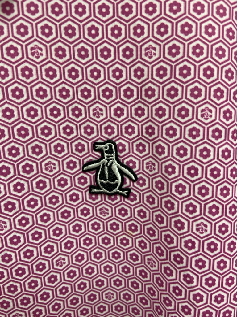 Penguin/Munsingwear Size 3X White Mauve Print Polo Men&