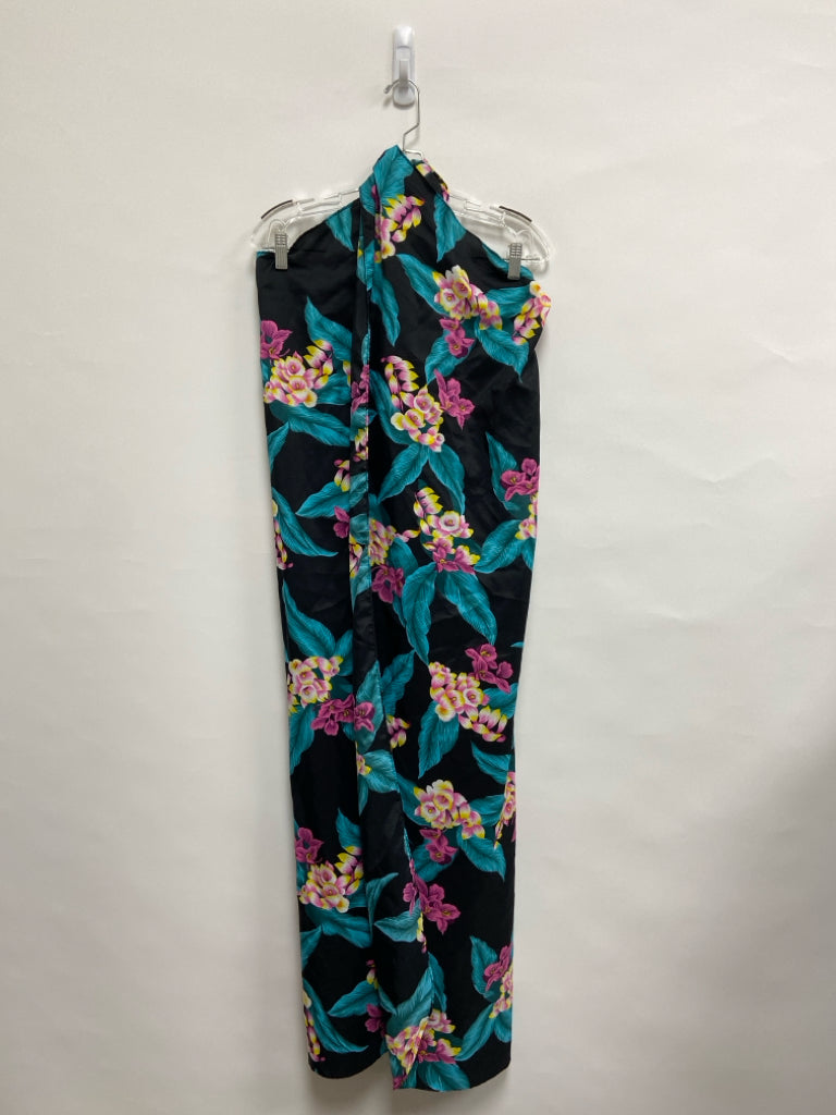 Size OSFM Black/Pink Turquoise Tropical Halter Ladies Coverup