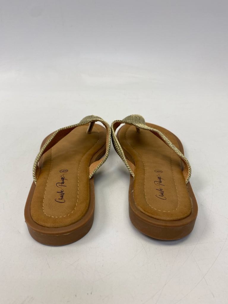 Charlie Paige  Size 6 Gold Woven Metallic Sandals