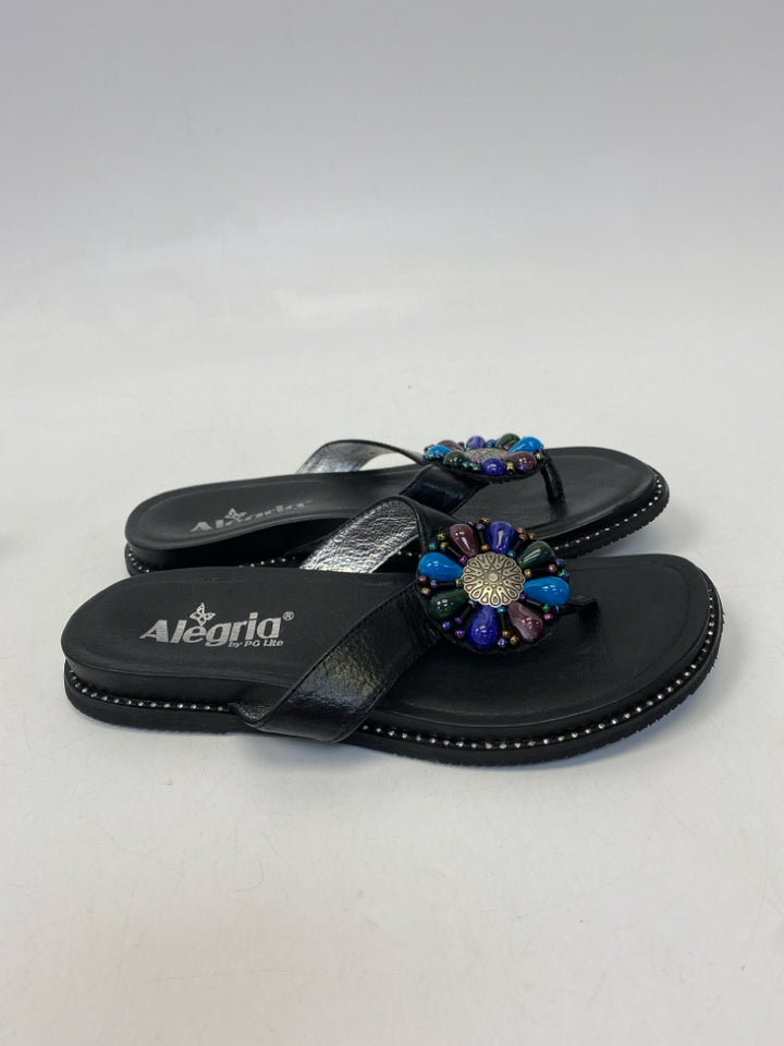 Alegria  Size 36 Black Multi-Color Beaded Sandals