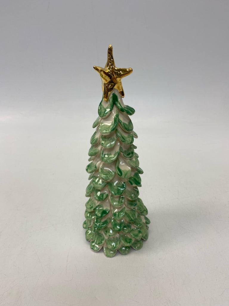 Cream Green/Gold Pottery Christmas