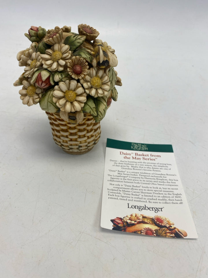 Longaberger Harmony Kingdom Daisy Basket Mini Trinket  Box
