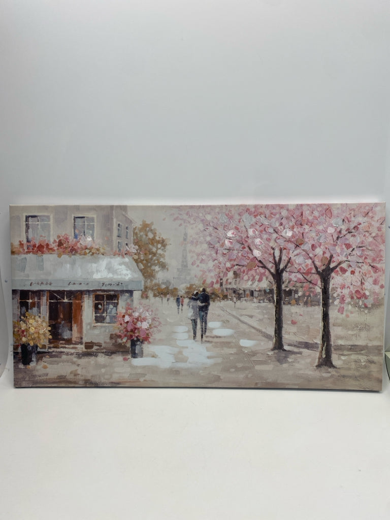 Pink Cream/Multi City Scene Canvas Art