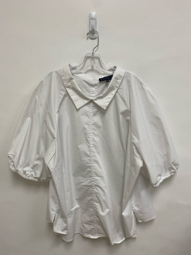 ELOQUII  SIZE  28 White Puff Sleeve Plus Size Top