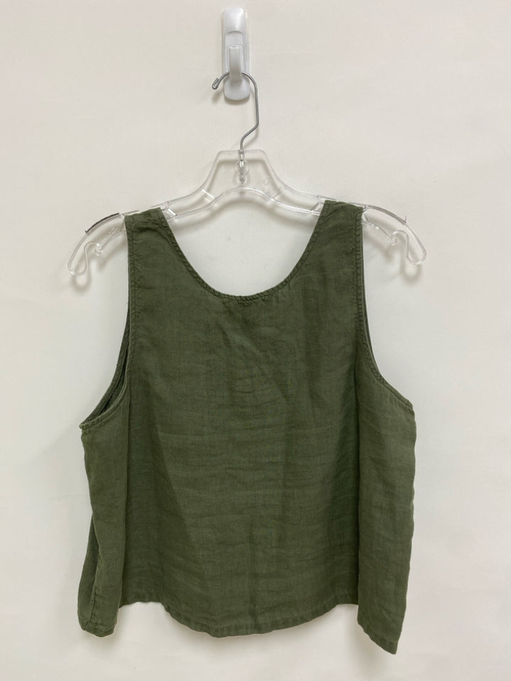 NWT Tahari Size L Dark Green Tank Linen Ladies Top