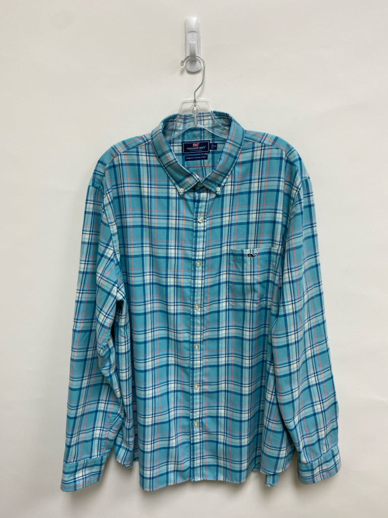 Vineyard Vines Size XXL Aqua Pink/Blue Plaid Men&