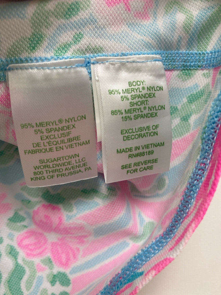 LILLY PULITZER Size M Turquoise Pink/Green Leaves Ladies Skort