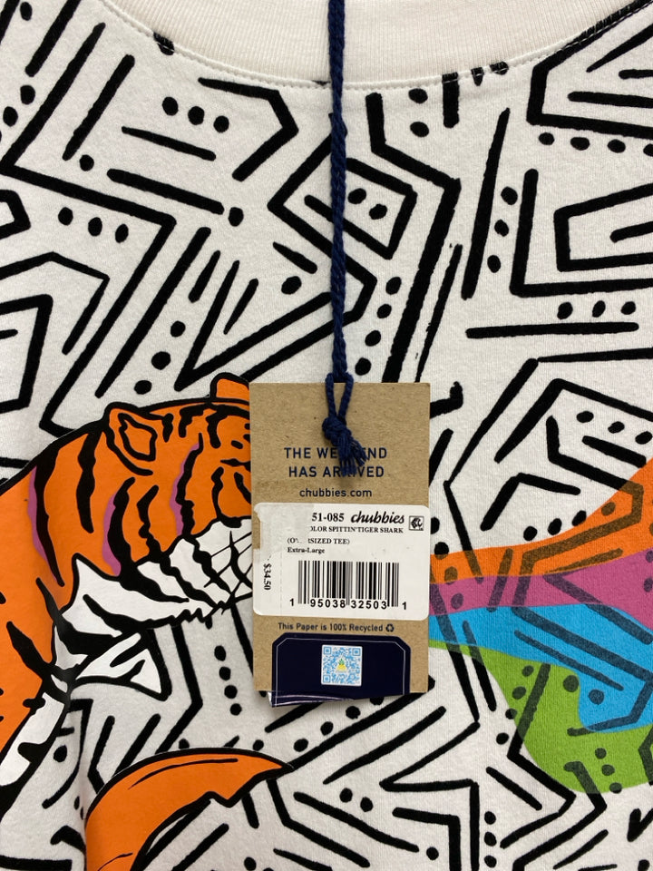 NWT Chubbies Size XL White Navy/Multi Print Men&