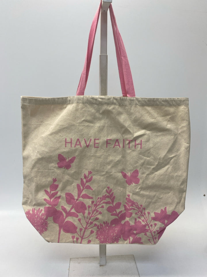 Natural Pink Canvas Tote Bag