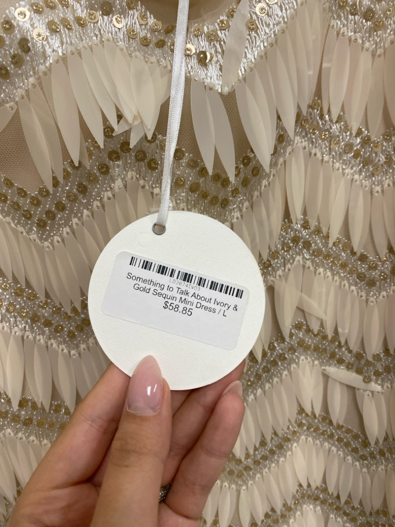 NWT Size L Champagne Chevron Sequins Ladies Dress