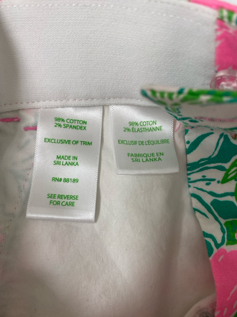 LILLY PULITZER Size 00 Green/White Pink Birds Ladies Shorts
