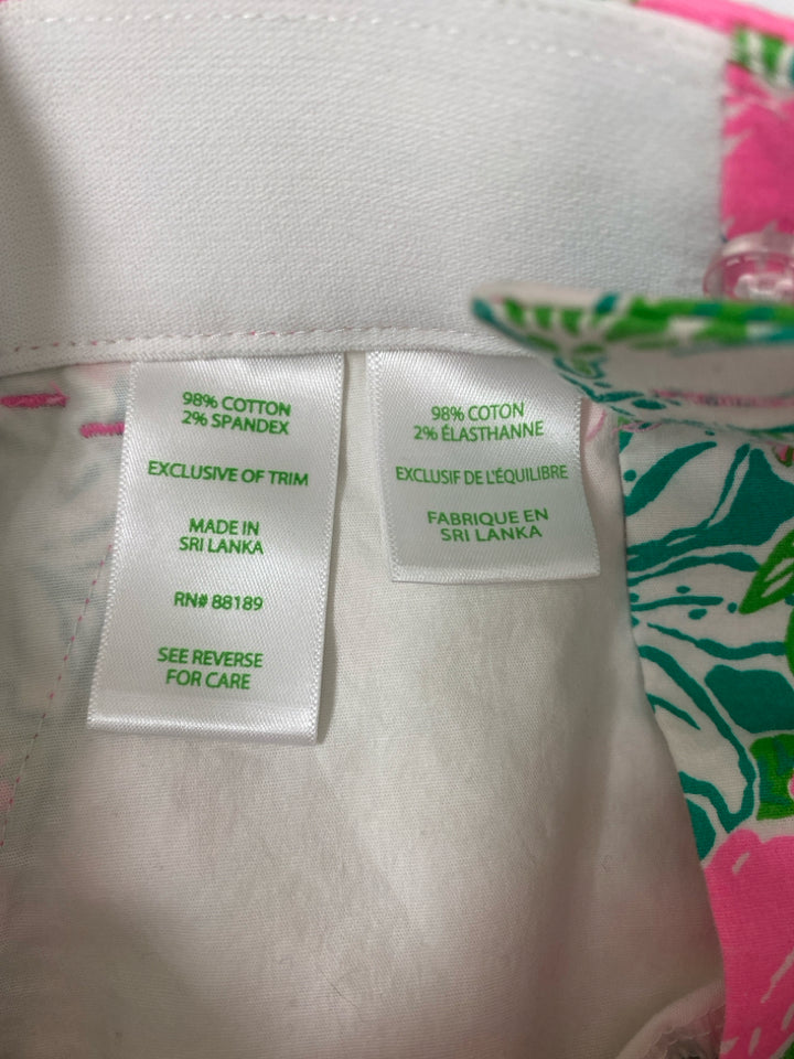 LILLY PULITZER Size 00 Green/White Pink Birds Ladies Shorts