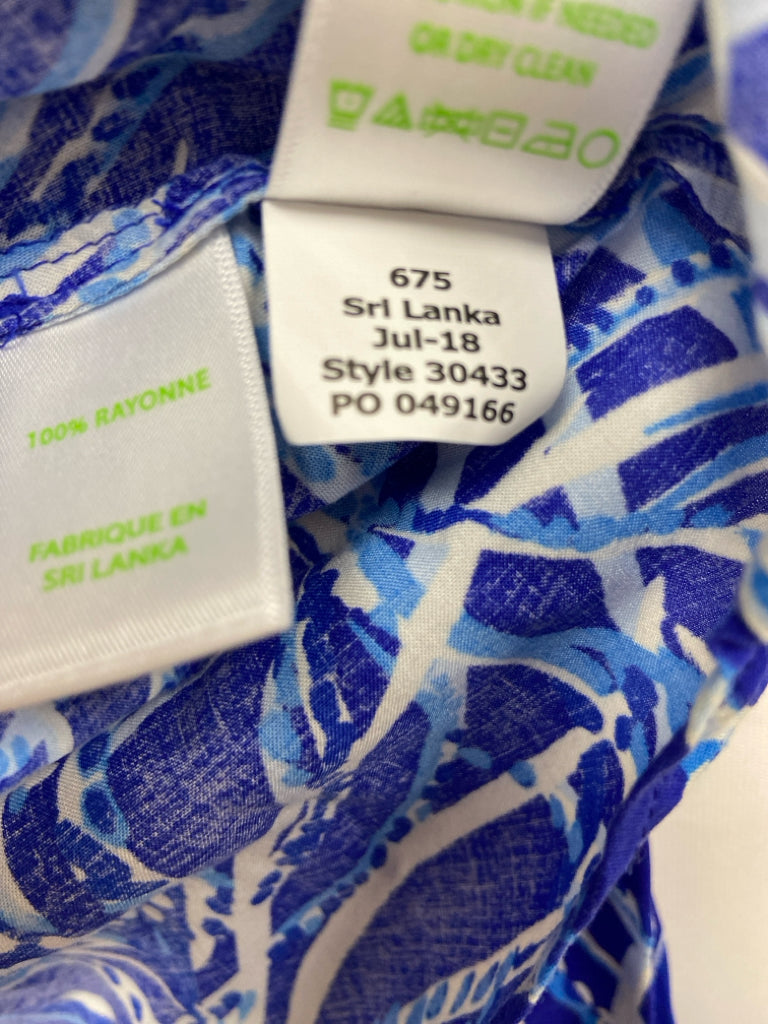 LILLY PULITZER Size L Blue/White Twig Button Up Ladies Top
