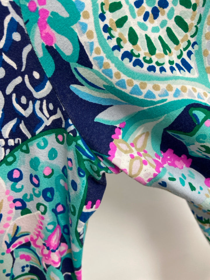 LILLY PULITZER Size L Turquoise Multi Color Floral Ladies Dress