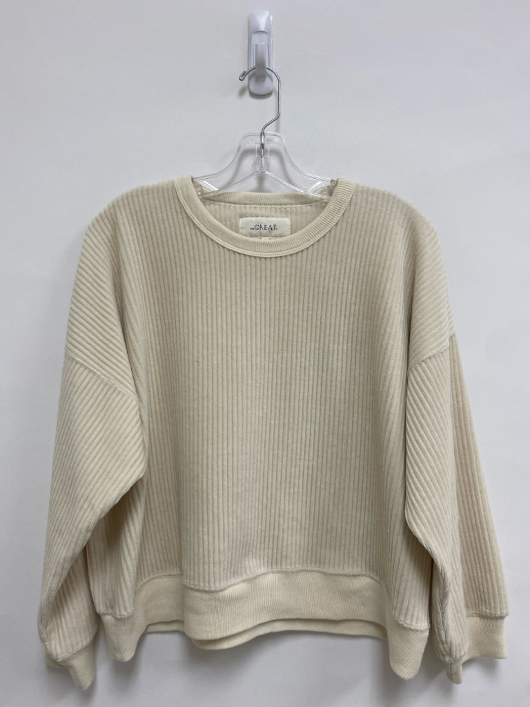 The GREAT. Size 2 Cream Ribbed Long Sleeve Ladies Top