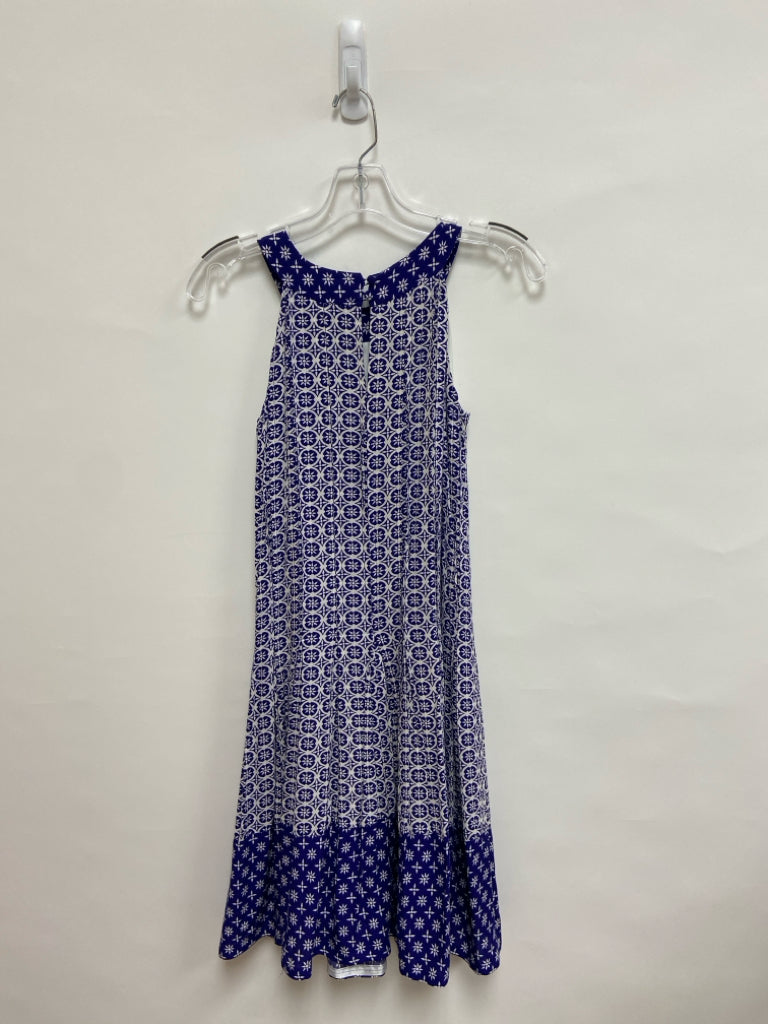 Boden Size 2 White Blue Medallion Sleeveless Ladies Dress