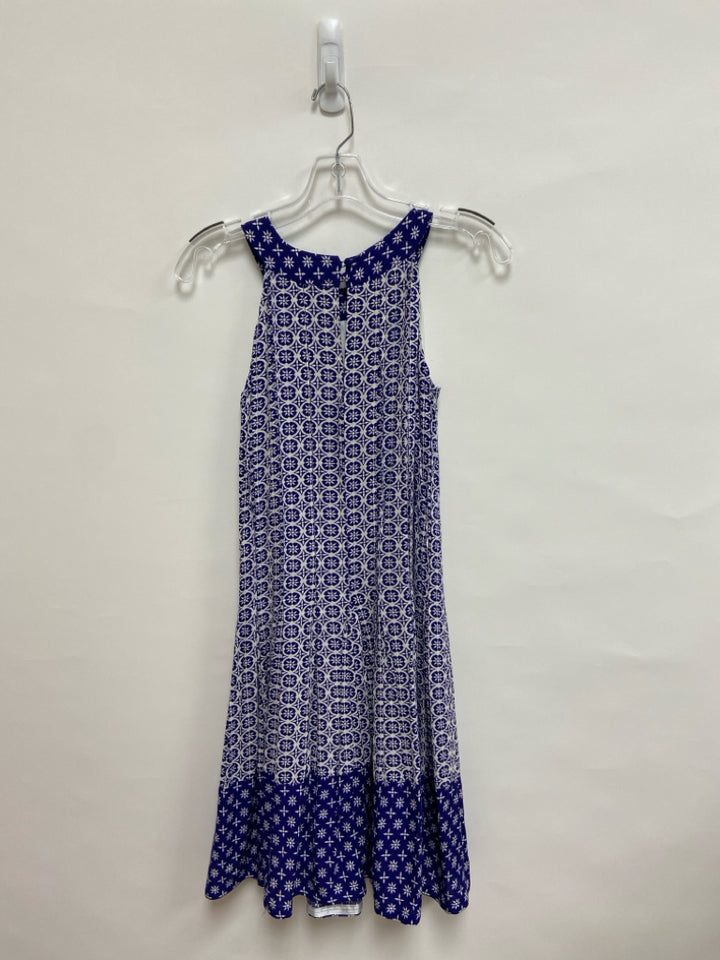 Boden Size 2 White Blue Medallion Sleeveless Ladies Dress