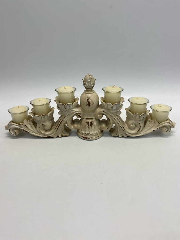 Cream Distressed Candleholder(s)