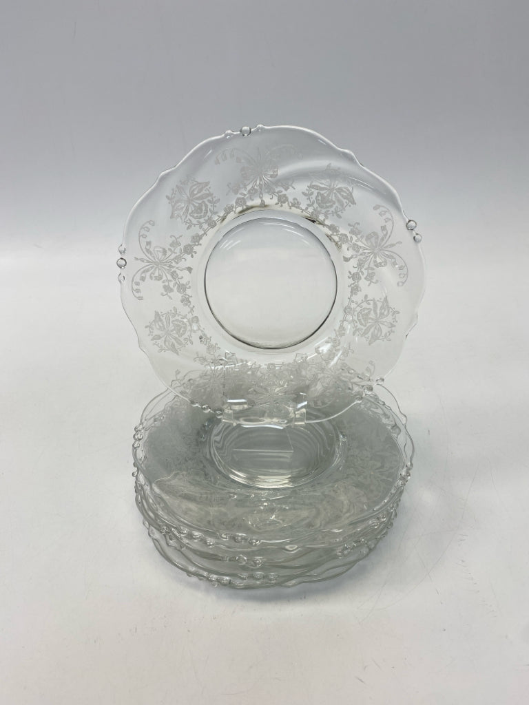 Clear Frosted Flowers Glass Plate (s)