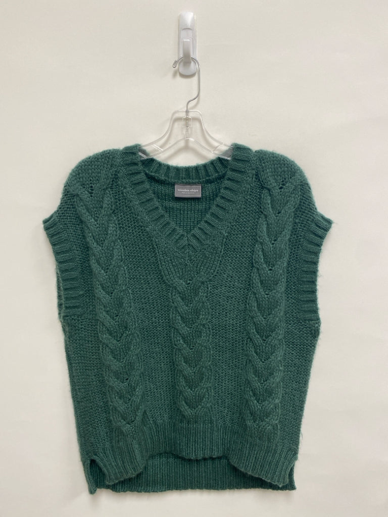 Wooden Ships Size S Green Cable Knit Ladies Sweater Vest