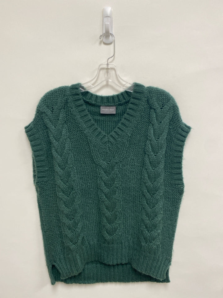Wooden Ships Size S Green Cable Knit Ladies Sweater Vest