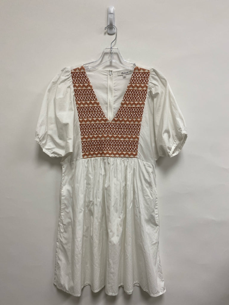 Madewell Size S White Brown Trimmed Embroidered Ladies Dress