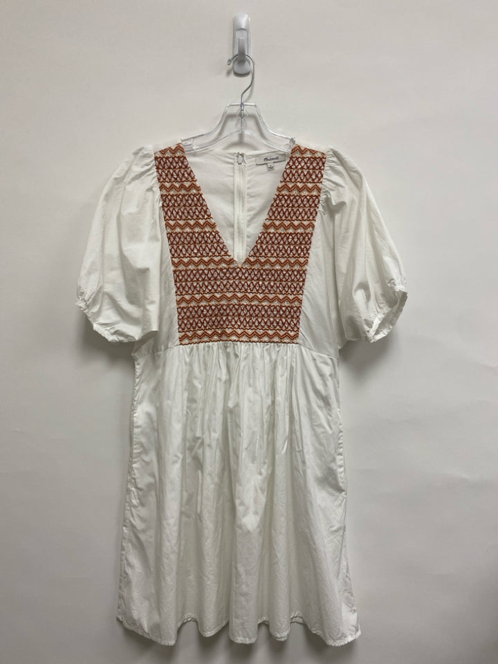 Madewell Size S White Brown Trimmed Embroidered Ladies Dress