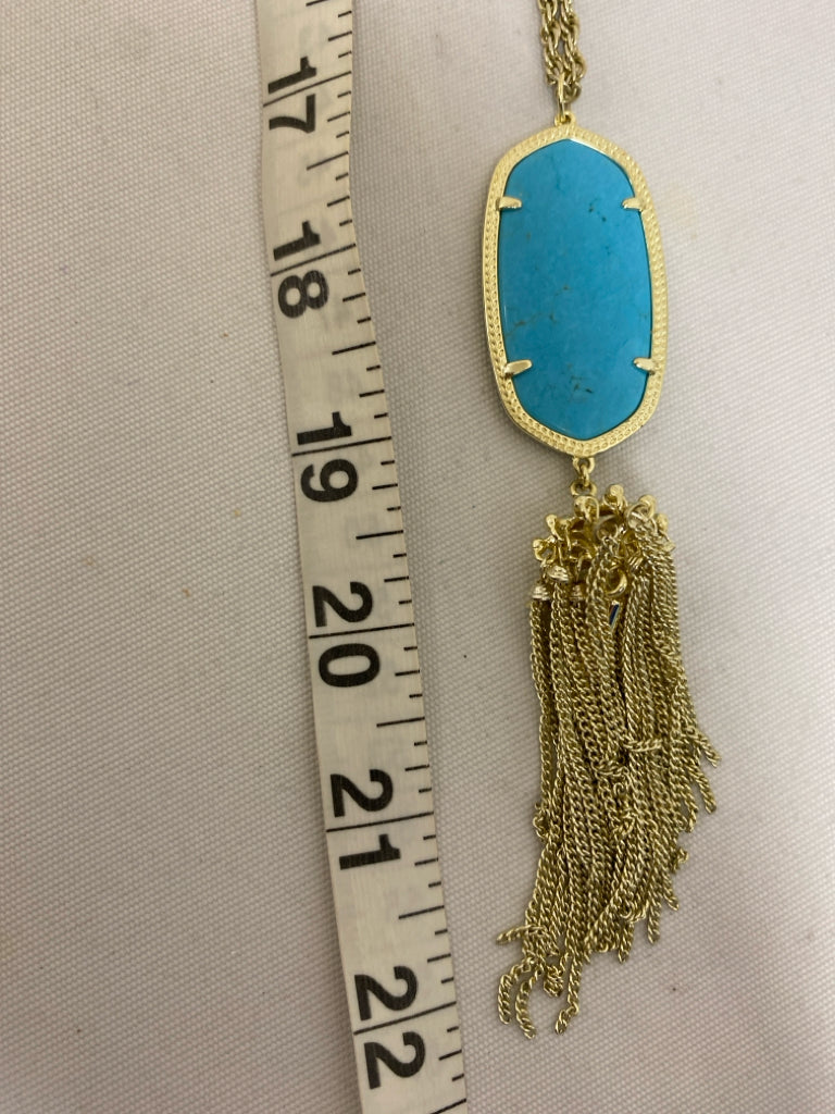 Kendra Scott Turquoise Gold Color Jeweled Necklace
