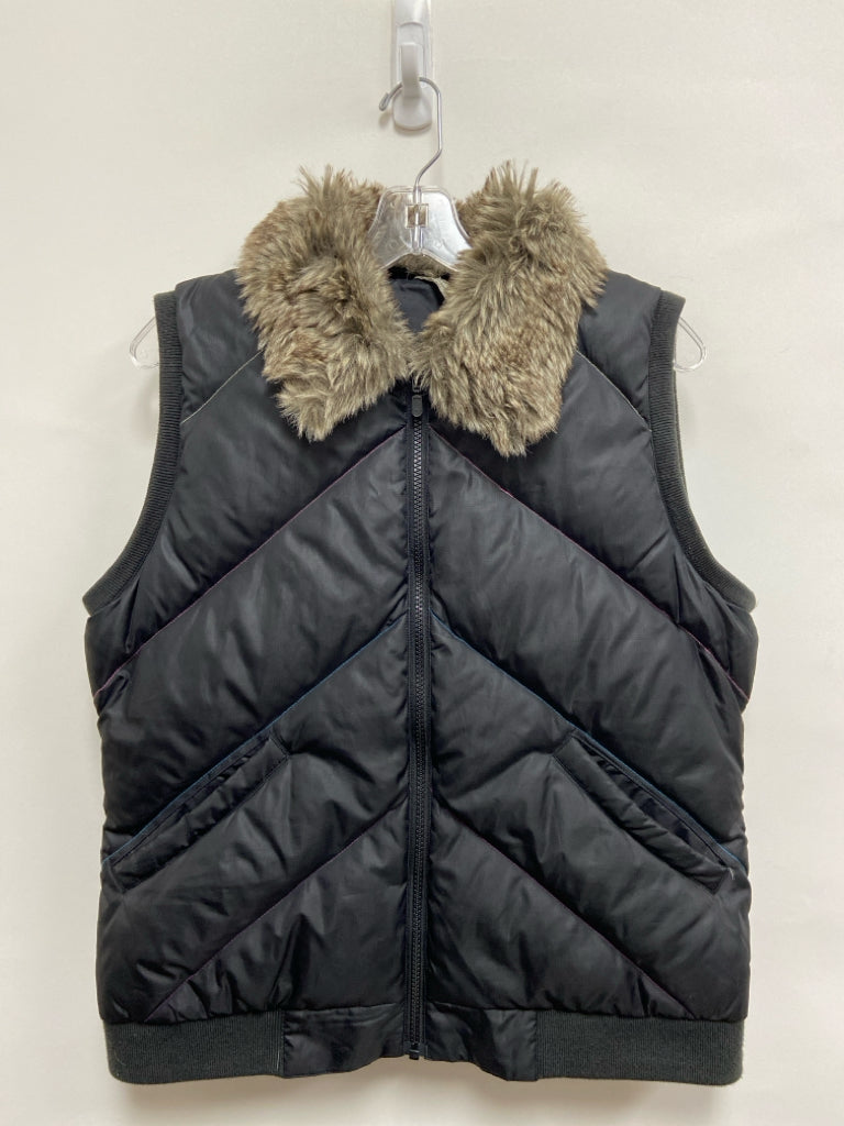 hanna Andersson Size S Black Faux Fur Collar Ladies Vest