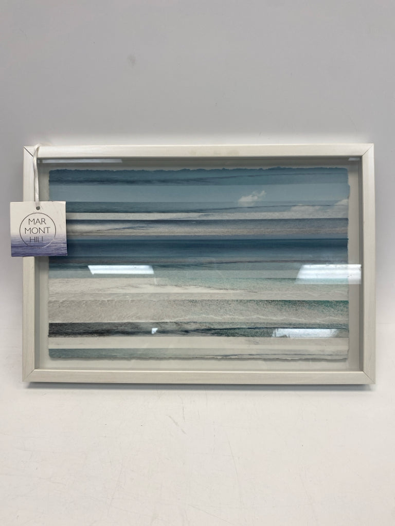Blue/White Green/Gray Abstract Framed Art