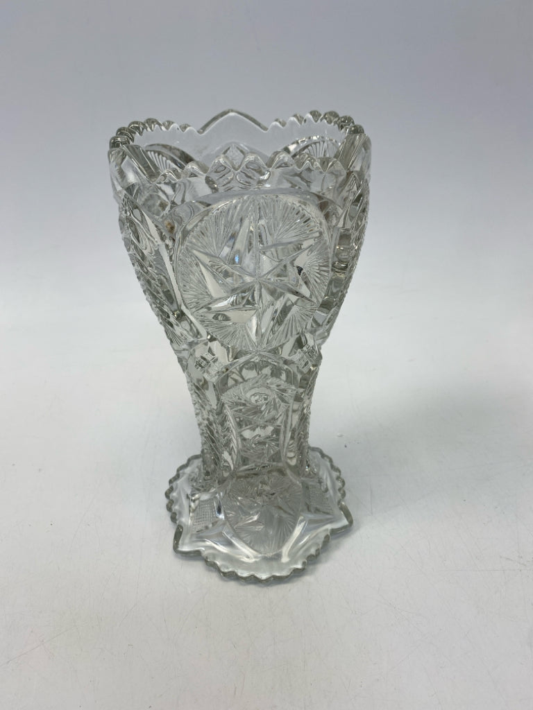 Clear Cut-Glass Vase