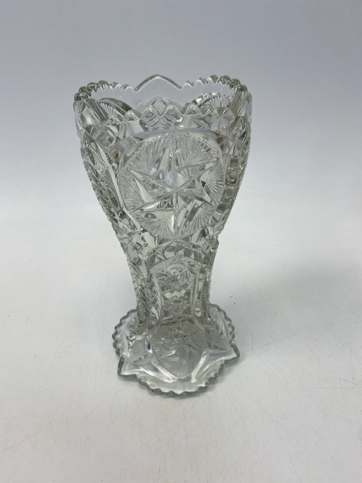 Clear Cut-Glass Vase