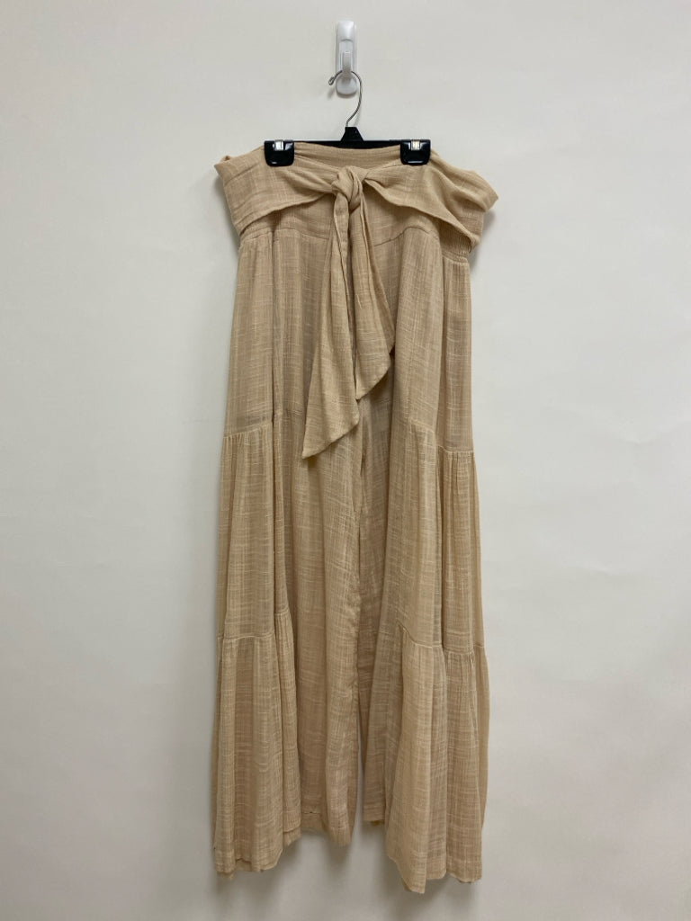 Free People Size L Beige Texture Wide Leg Ladies Pants