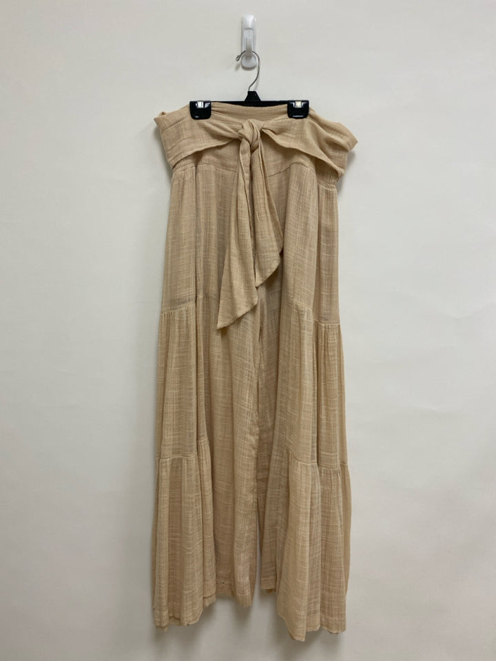 Free People Size L Beige Texture Wide Leg Ladies Pants