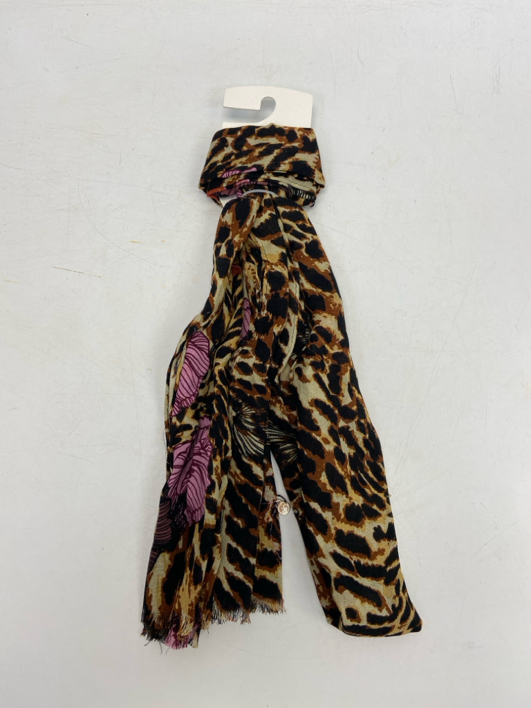 NEW Anne Klein Brown Black Animal Print Scarf