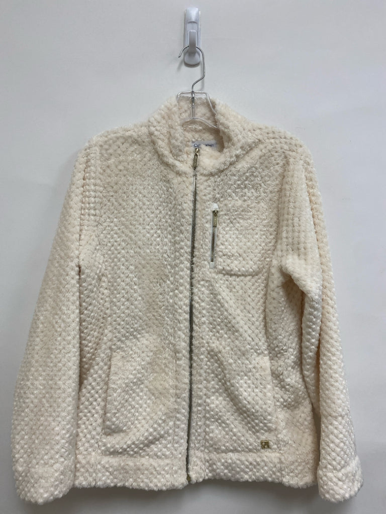 Calvin Klein Size M Cream Fuzzy Zip Down Ladies Jacket