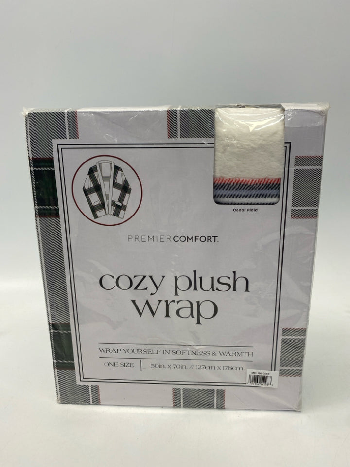 NEW/BOX White Multi Color Plaid Wrap