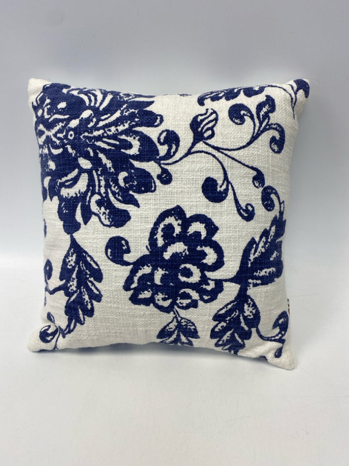 White Blue Floral Pillow