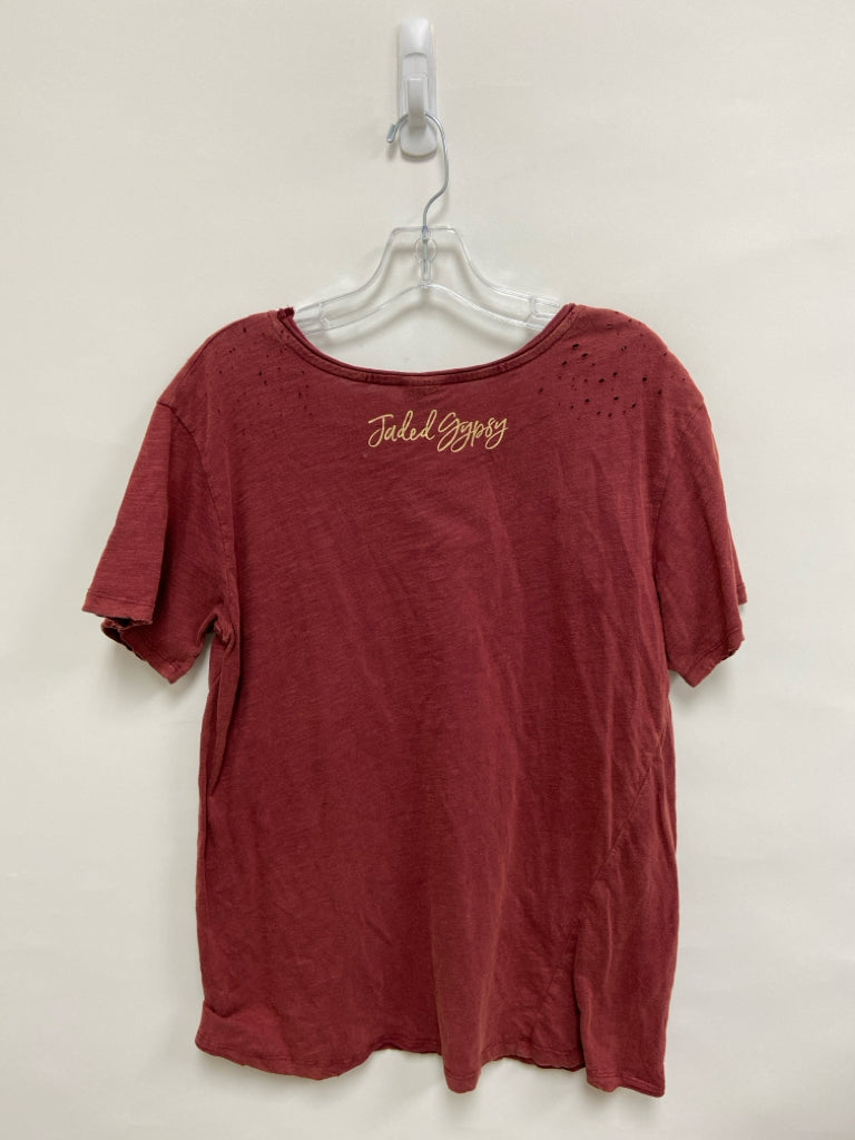 JADED GYPSY Size S Burgundy Beige Celestial Ladies Top