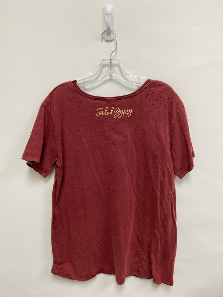 JADED GYPSY Size S Burgundy Beige Celestial Ladies Top