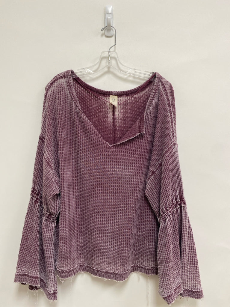 We The Free Size M Maroon Waffle Long Sleeve Ladies Top