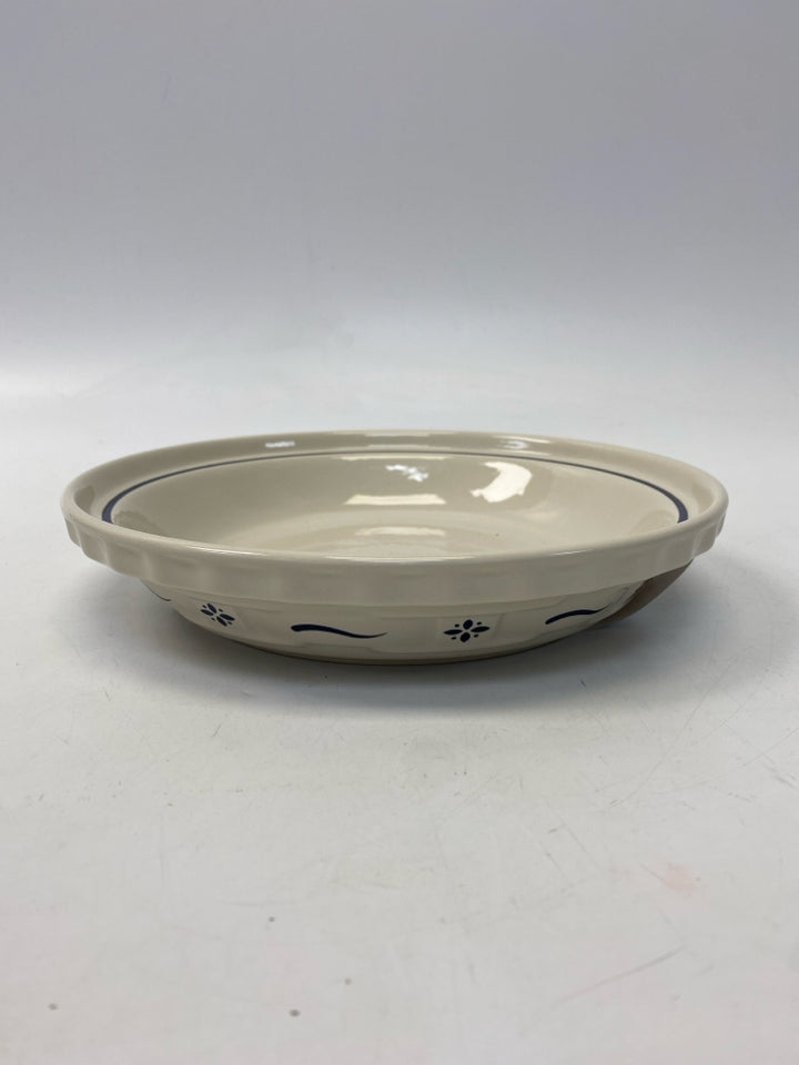 Longaberger Cream Navy Accents Pie Plate