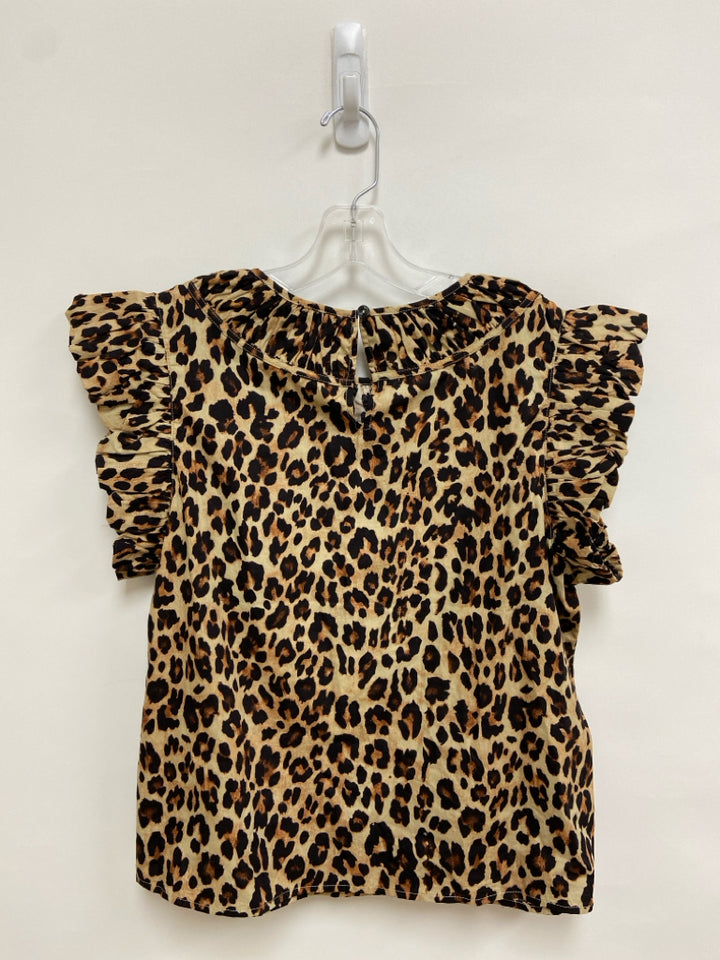 NWT Andrew Marc Size M Tan Brown/Black Animal Print Ladies Top