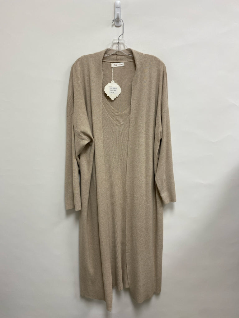 NWT Simply Couture Size L Beige Drape Knit Ladies 2pc Dress