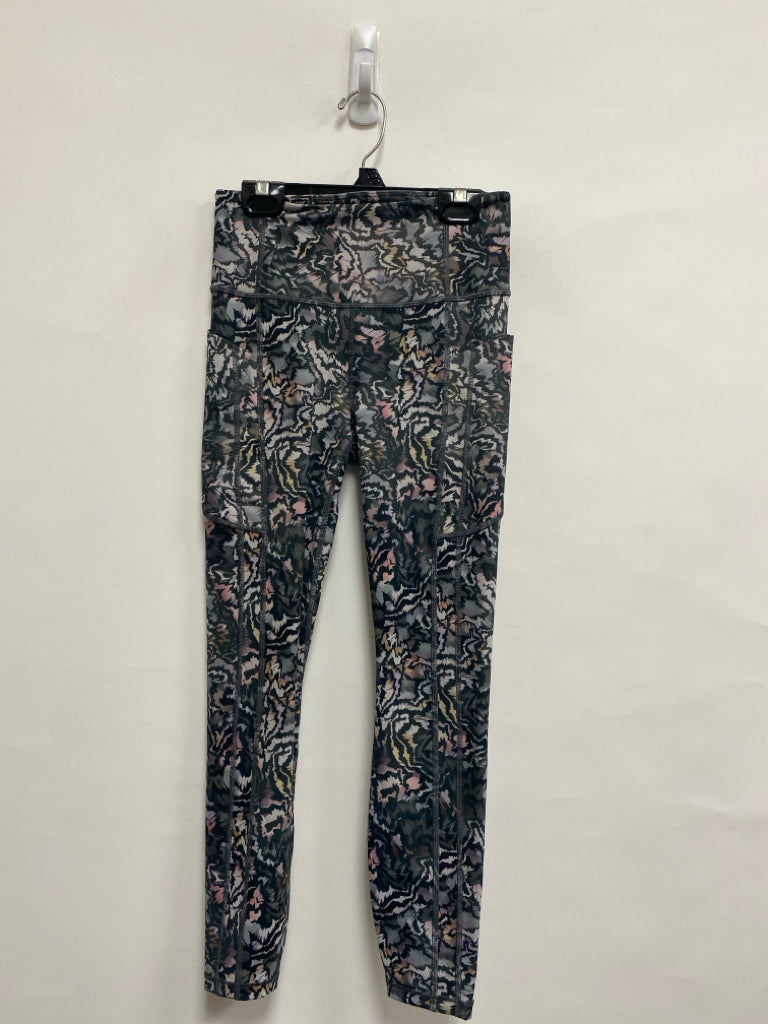 Athleta Size XS Dark Green Gray/Pink Print Athletic Leggings