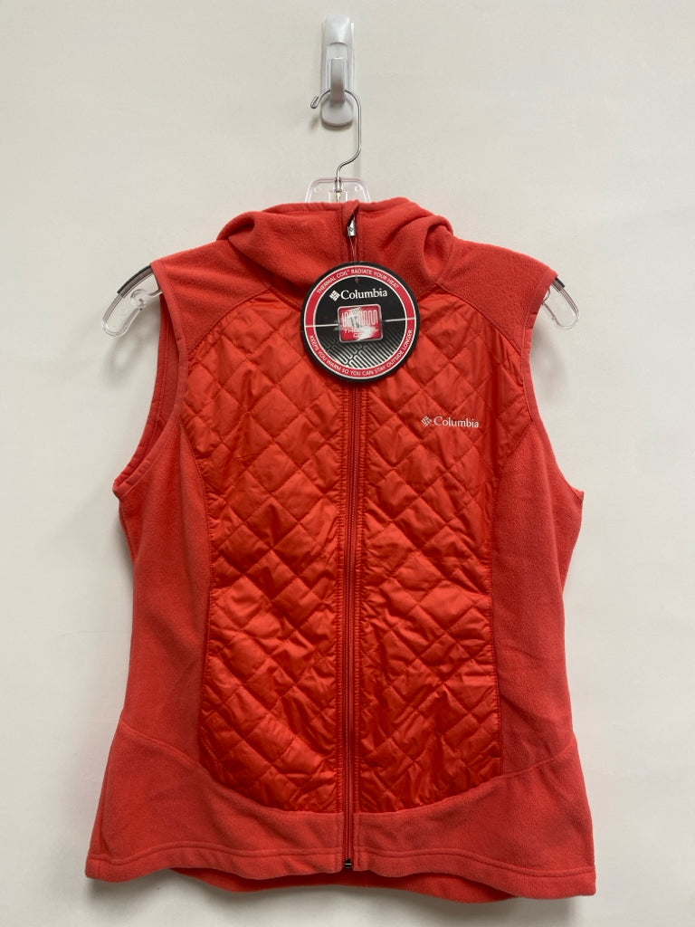 NWT Columbia Size S Dark Coral Hooded Zip Down Fleece Ladies Vest